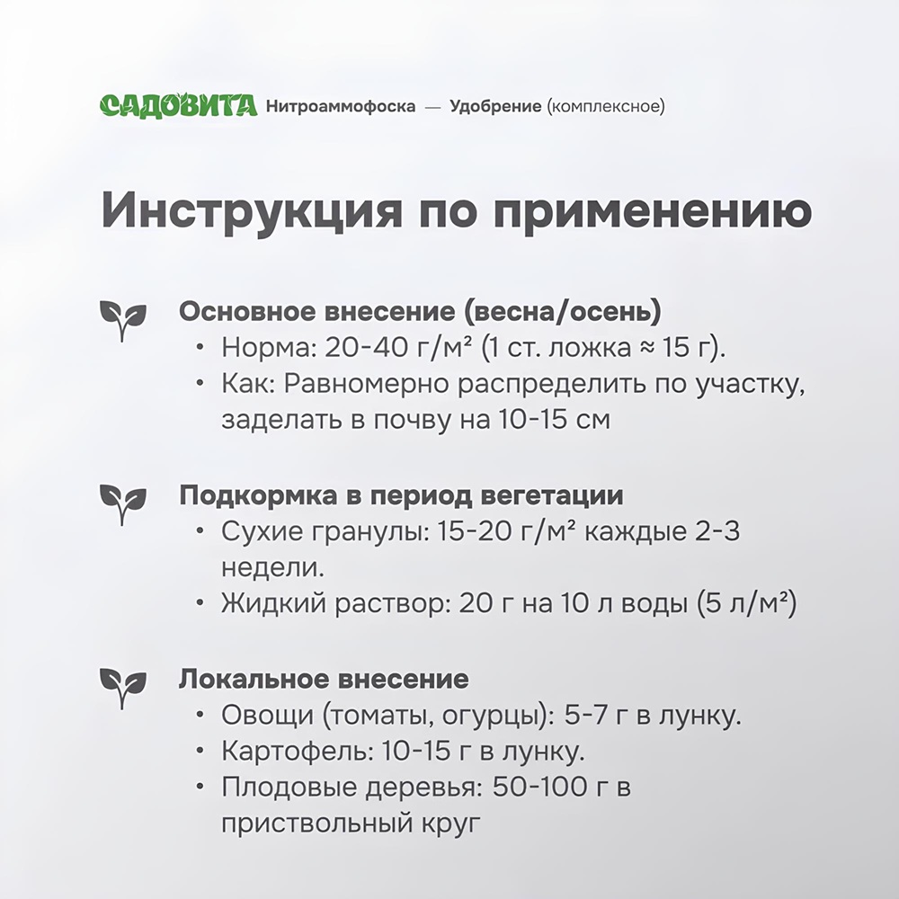 Удобрение минеральное Нитроаммофоска Садовита 1 кг