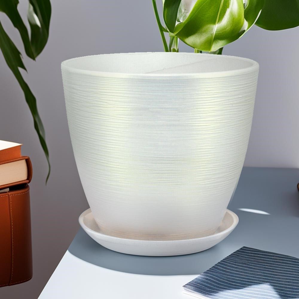 Горшок цветочный Бутон Перламутр белый 12 см 1 л