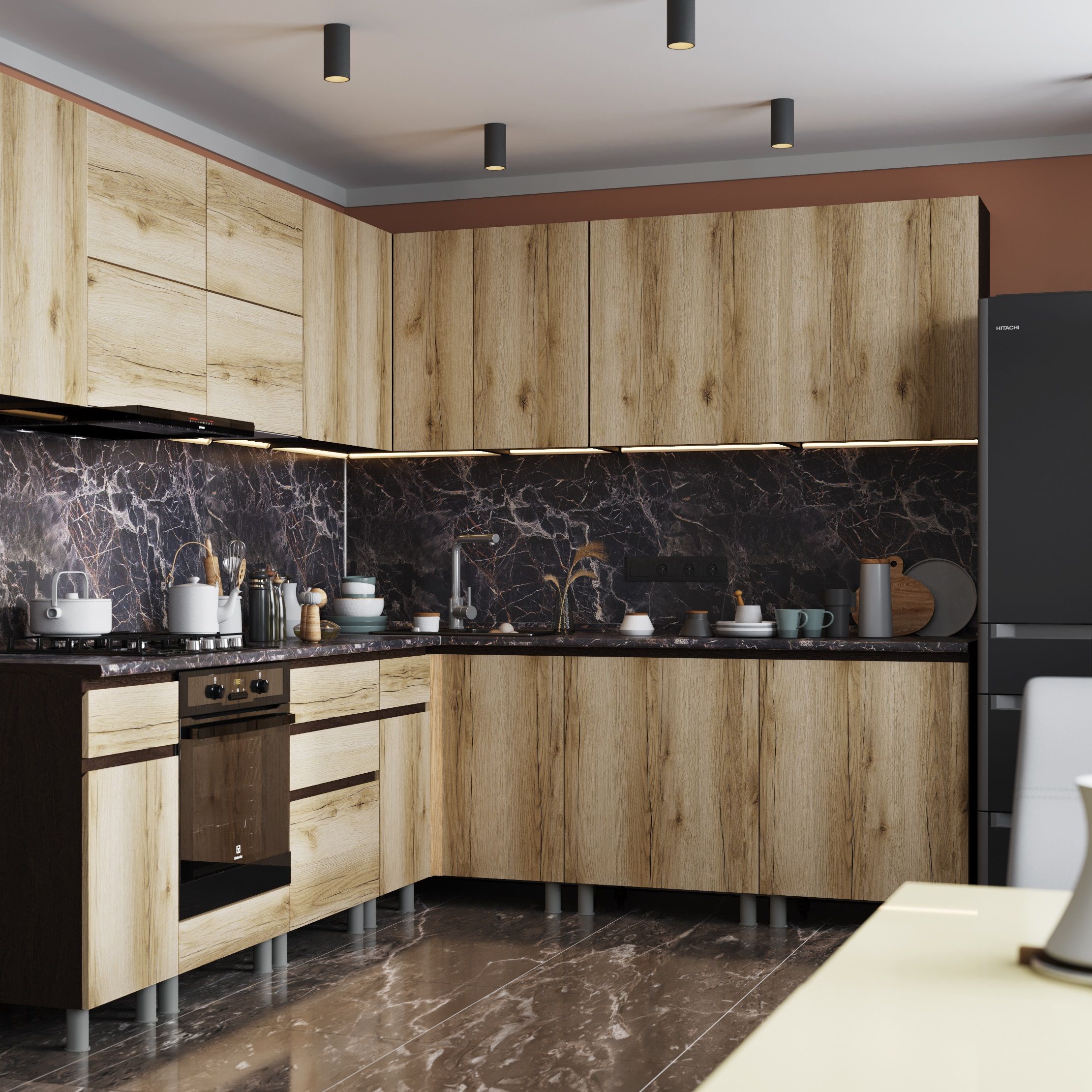 Стол под мойку 1000х850х600 мм угол прямой Плейона ПУМП Венге/Дуб Делано, ЛДСП