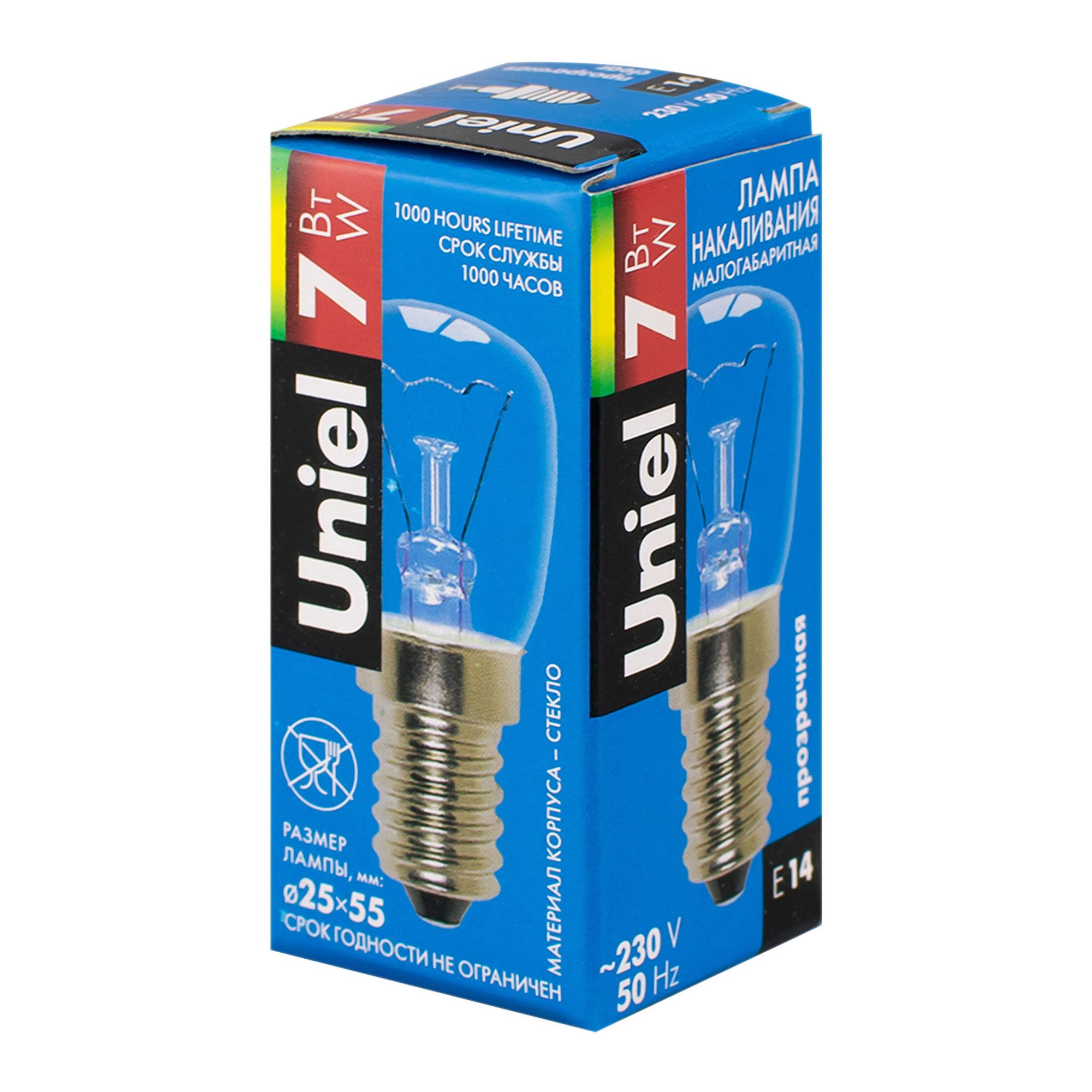 Лампа накаливания д/холодильников IL-F25-CL-07/E14 мощность 7Вт.70Лм  Картонная упаковка