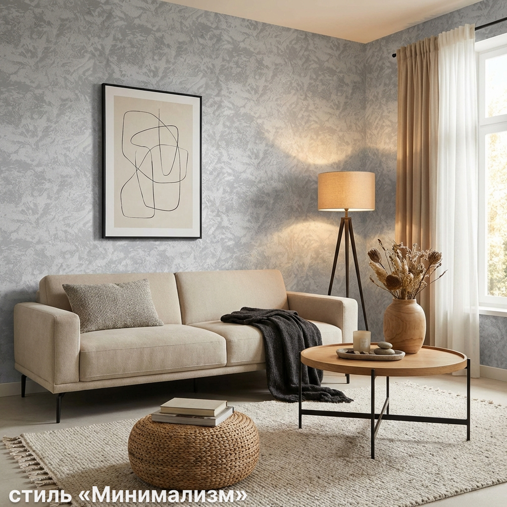 Обои Green Walls Фернандо С50 5056 06 темные серые штукатурка 1,06х10,05 м