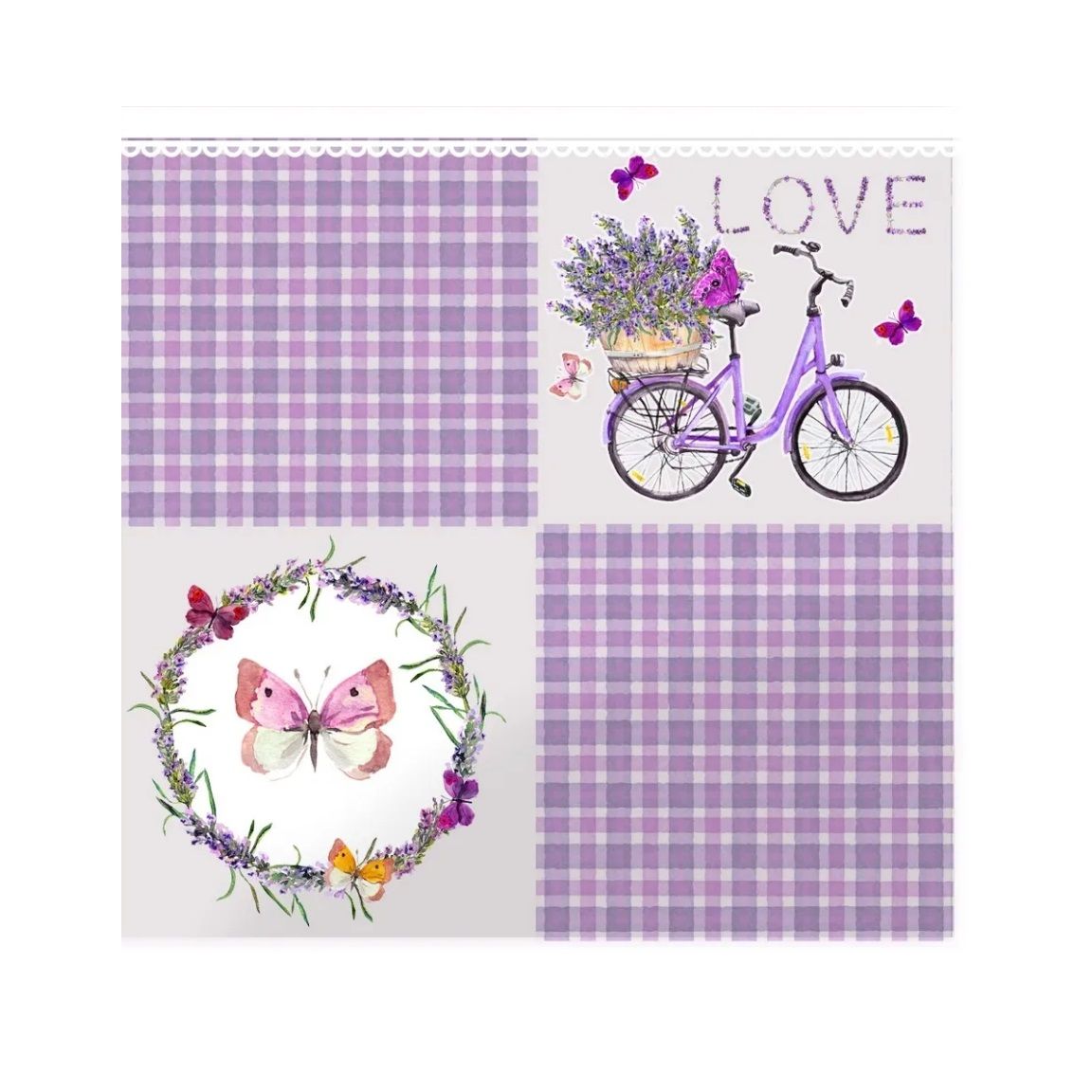 Салфетки бумажные трехслойные Лаванда-2 33x33 см 20 шт