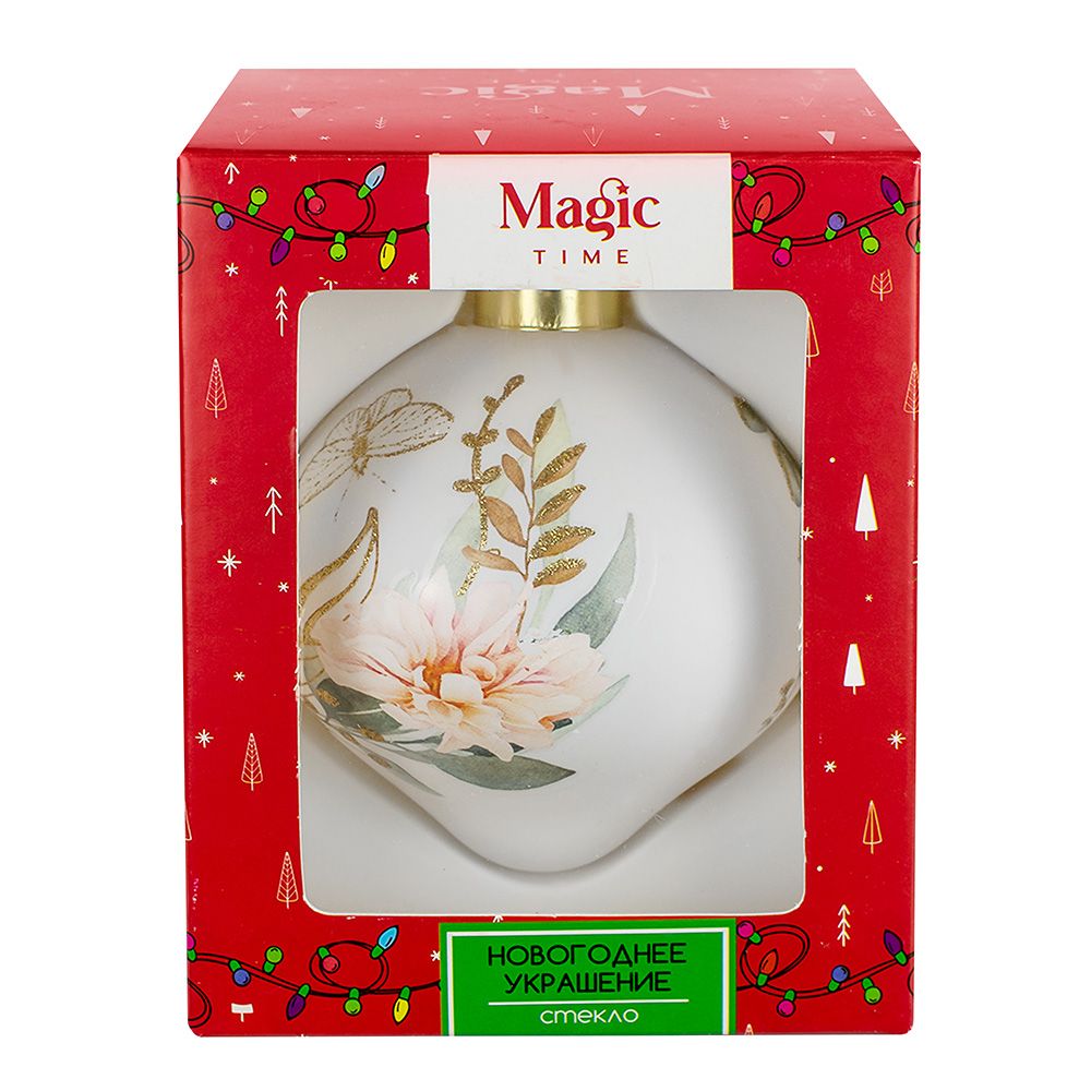 Украшение подвесное новогоднее Капелька Цветочный бум в розовом из стекла 8x8x7,5 см