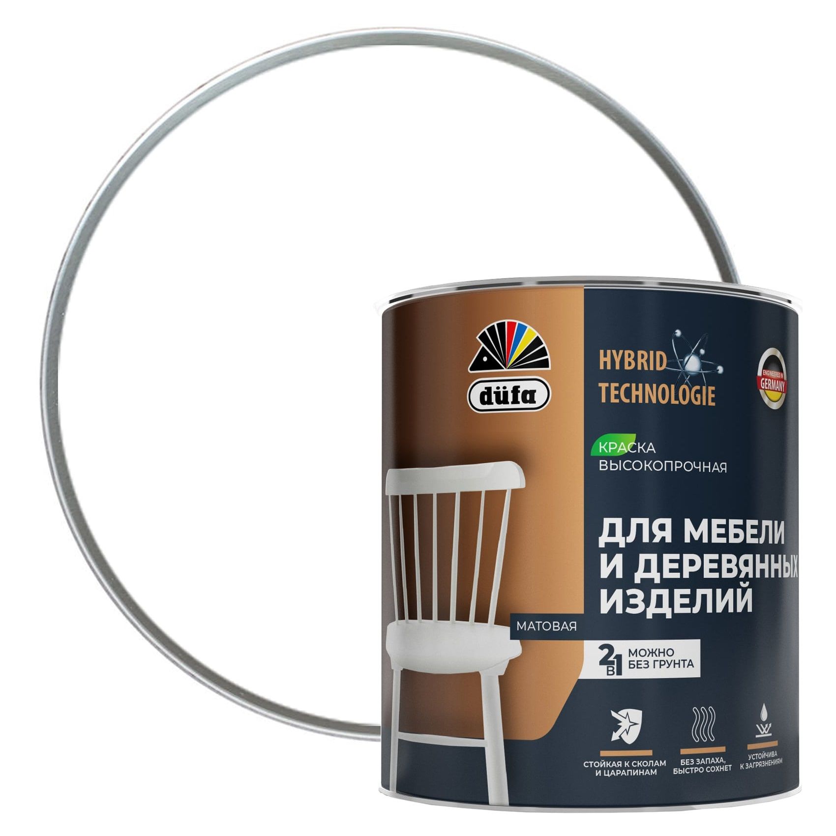 Краска для мебели и деревянных изделий Dufa База 1 белая 0,75 л