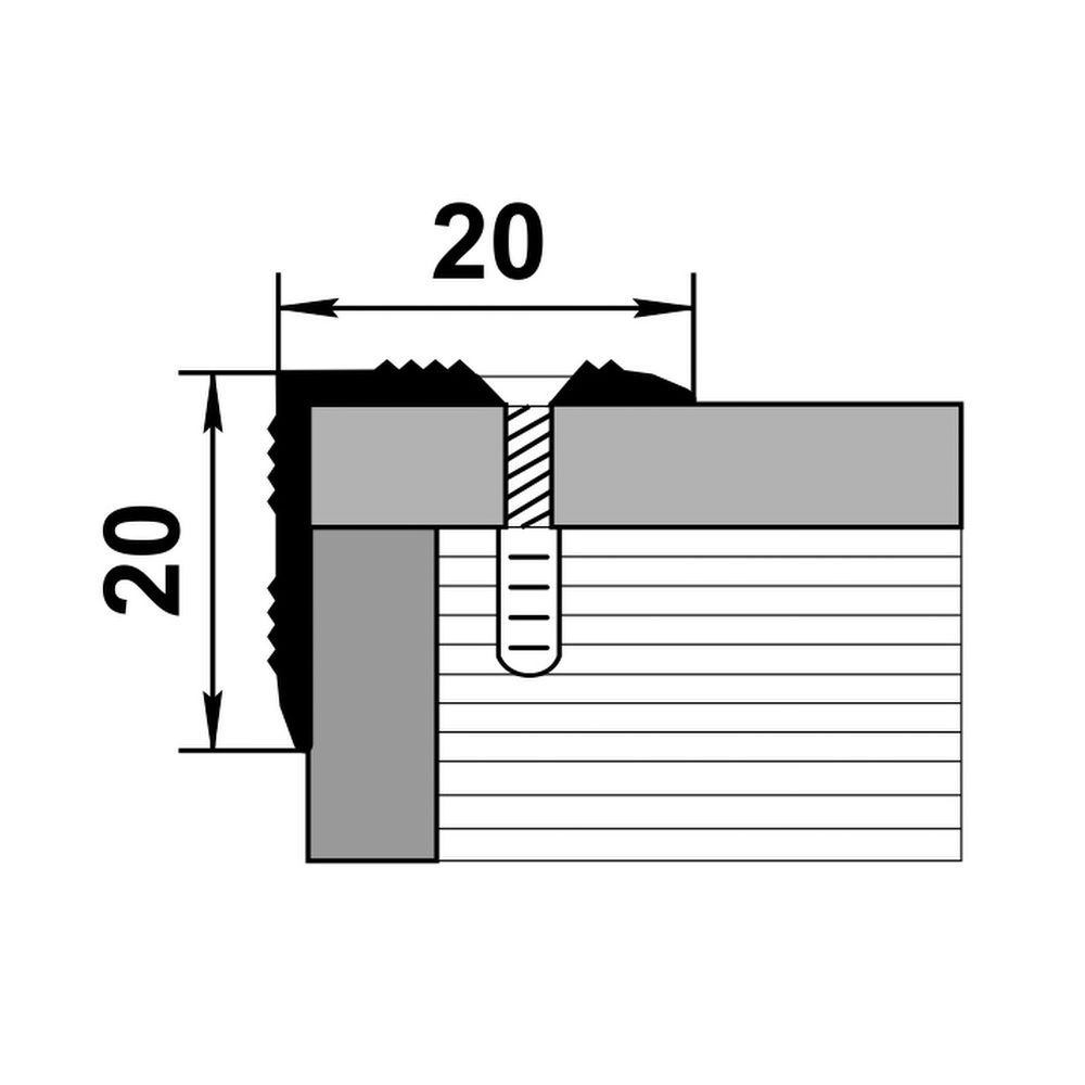 Профиль угловой ПУ 05.1800.R195 20х1800 мм Серебристая сосна