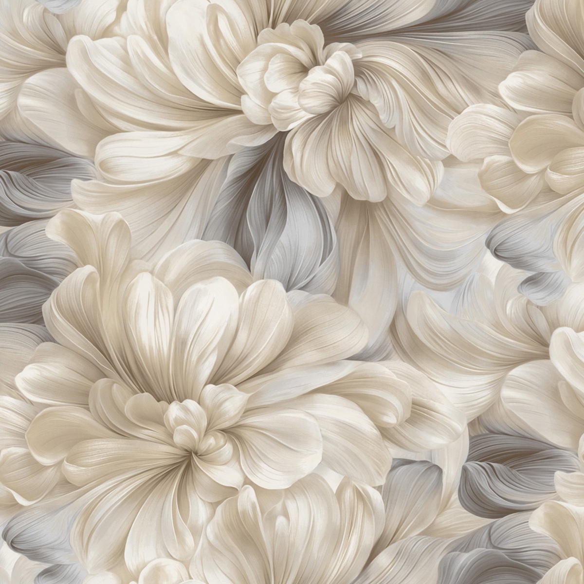 Обои AnturAGe Aurora AN9145-25 бежевые цветы крупные 1,06х10,05 м