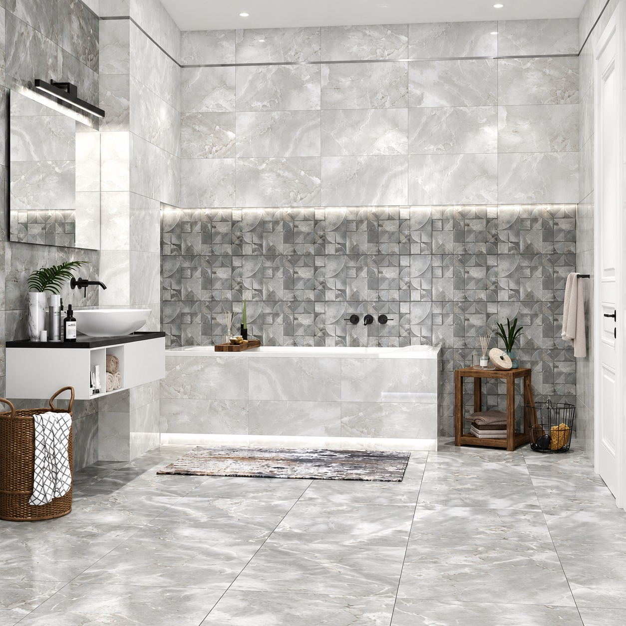 Плитка настенная Azori Opale Grey Struttura 31,5х63 см серая 1,39 м2