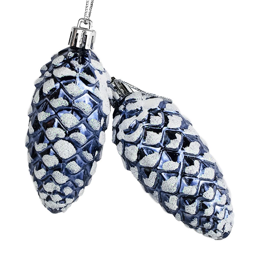 Игрушки елочные Таинственное очарование Шишки сапфир 2шт 9см