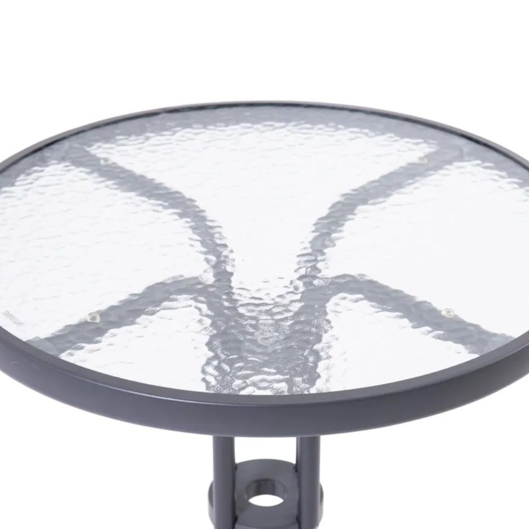 Стол Nolita d90 см h72 см закаленное фактурное стекло с серым полимер покрытием