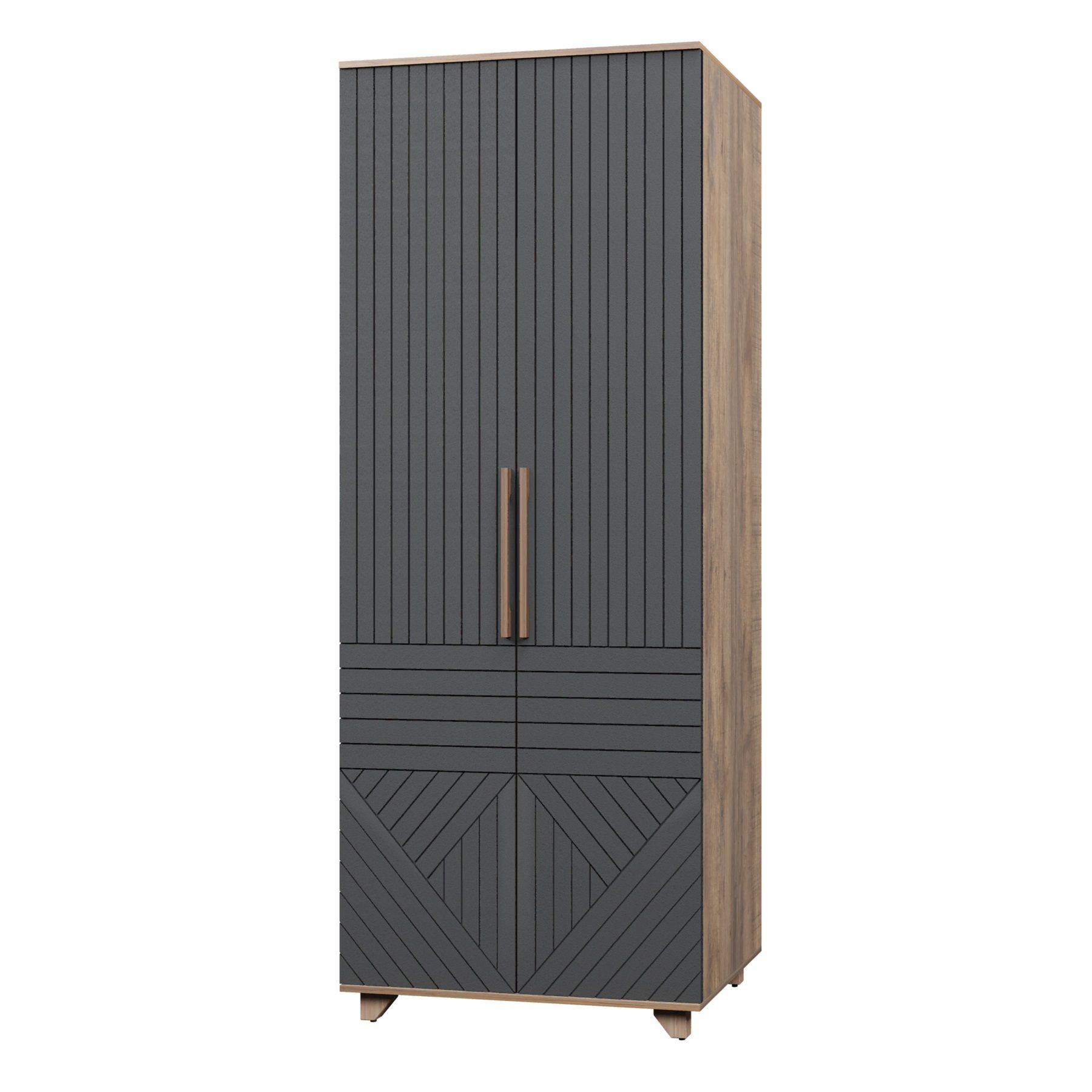 Шкаф двухдверный Копенгаген 900х2100х400 мм Дуб Самдал/Серый графит