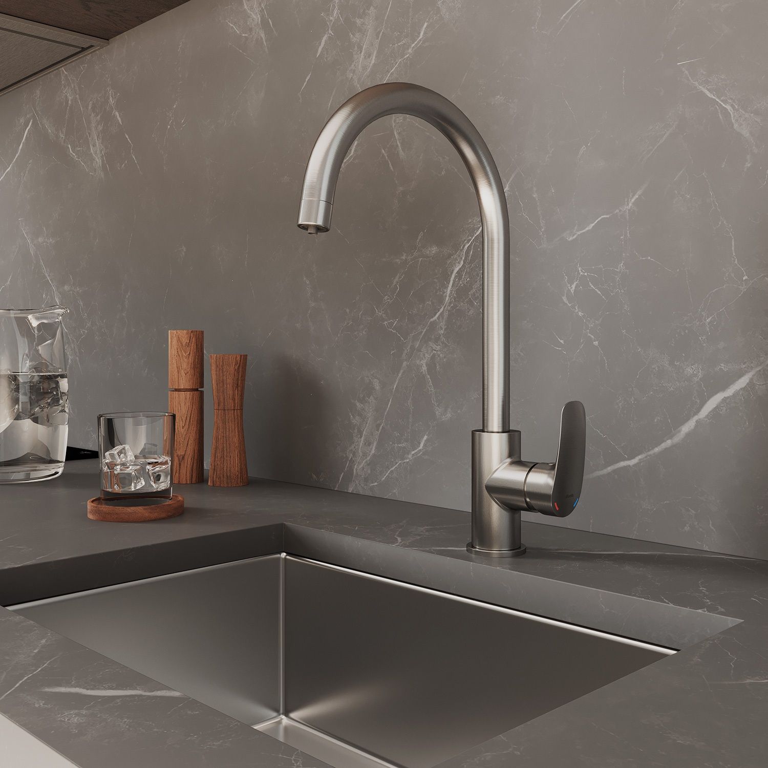 Смеситель для кухни Milardo Rora RORBNFJM05 однорычажный с каналом для фильтрованной воды сатин