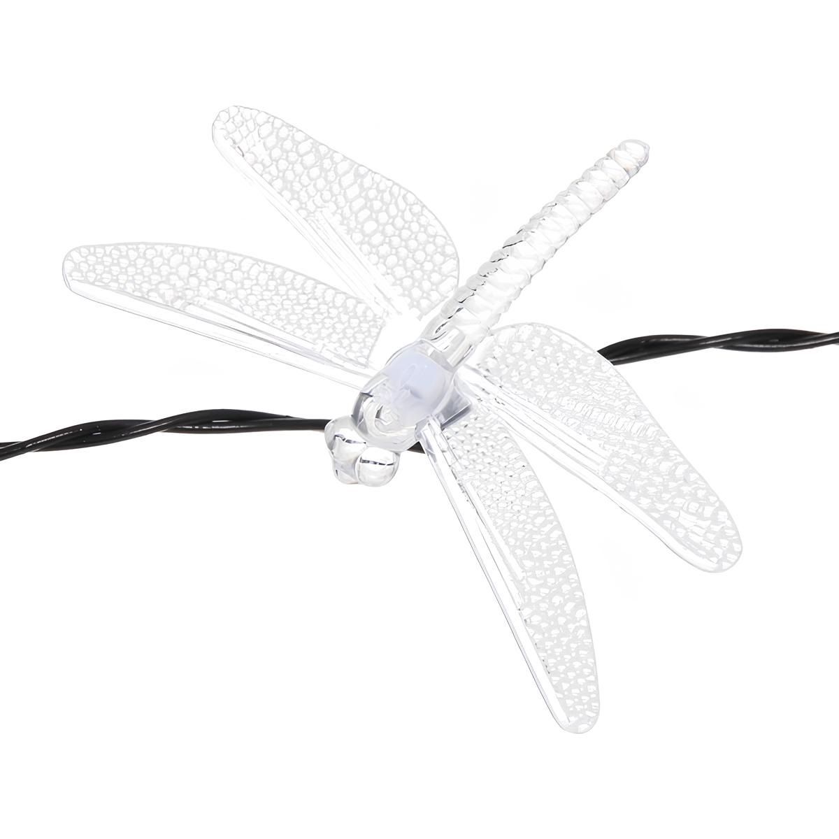 Гирлянда уличная Стрекоза 20LED теплый белый 3 м черная 2 режима IP55 солнечная батарея