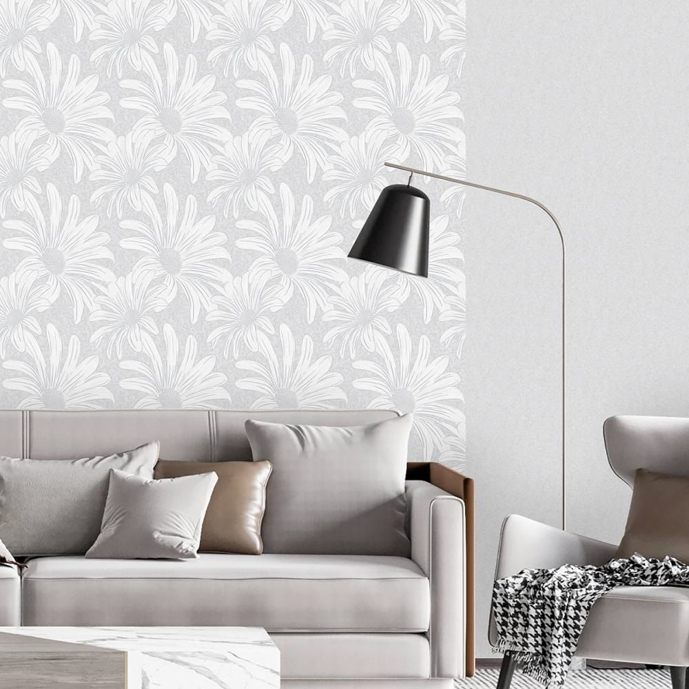 Обои Aurora Ромашка С50 5009 00 серые однотонные 1,06х10,05 м