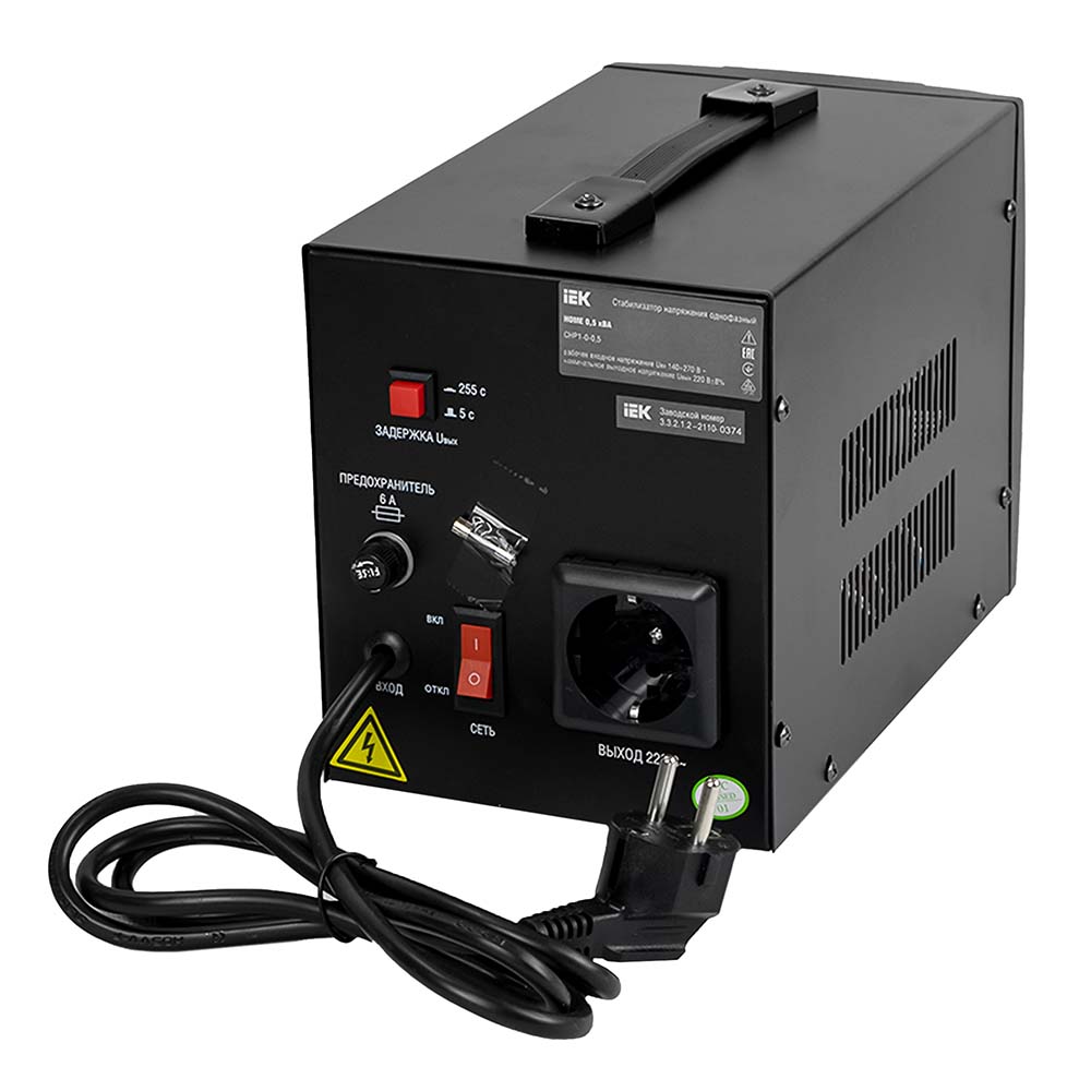 СТАБИЛИЗАТОР напряжения HOME СНР 1/220 0.5кВА переносной ИЭК IVS20-1-00500