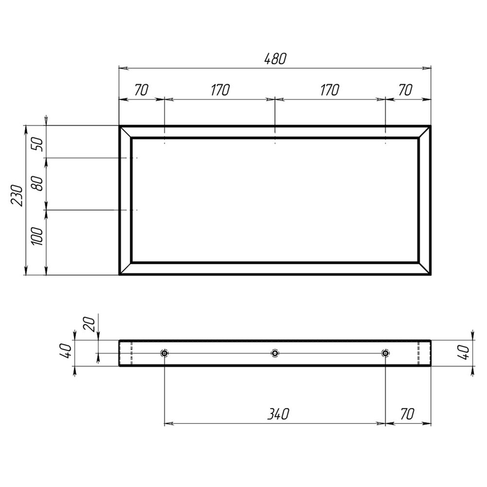 Кронштейн для столешницы Лофт 480х230х40 мм черный