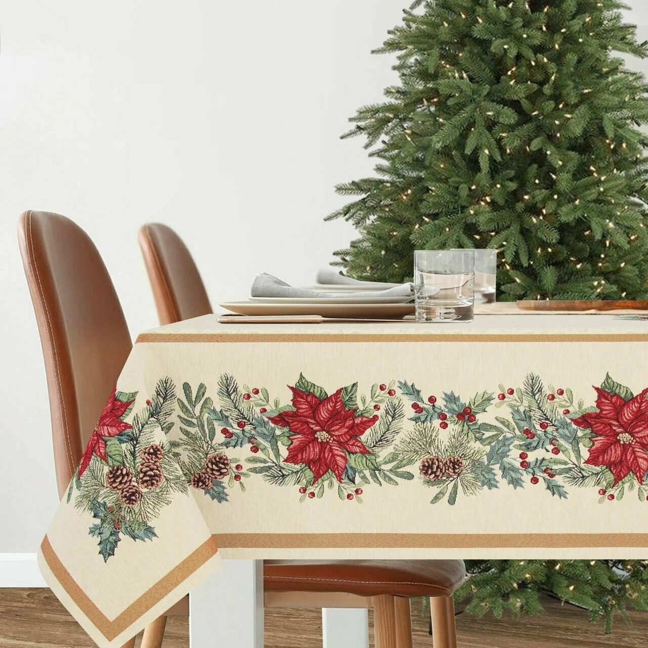 Скатерть декоративная гобелен Рождественская звезда 140х290 см 2414105