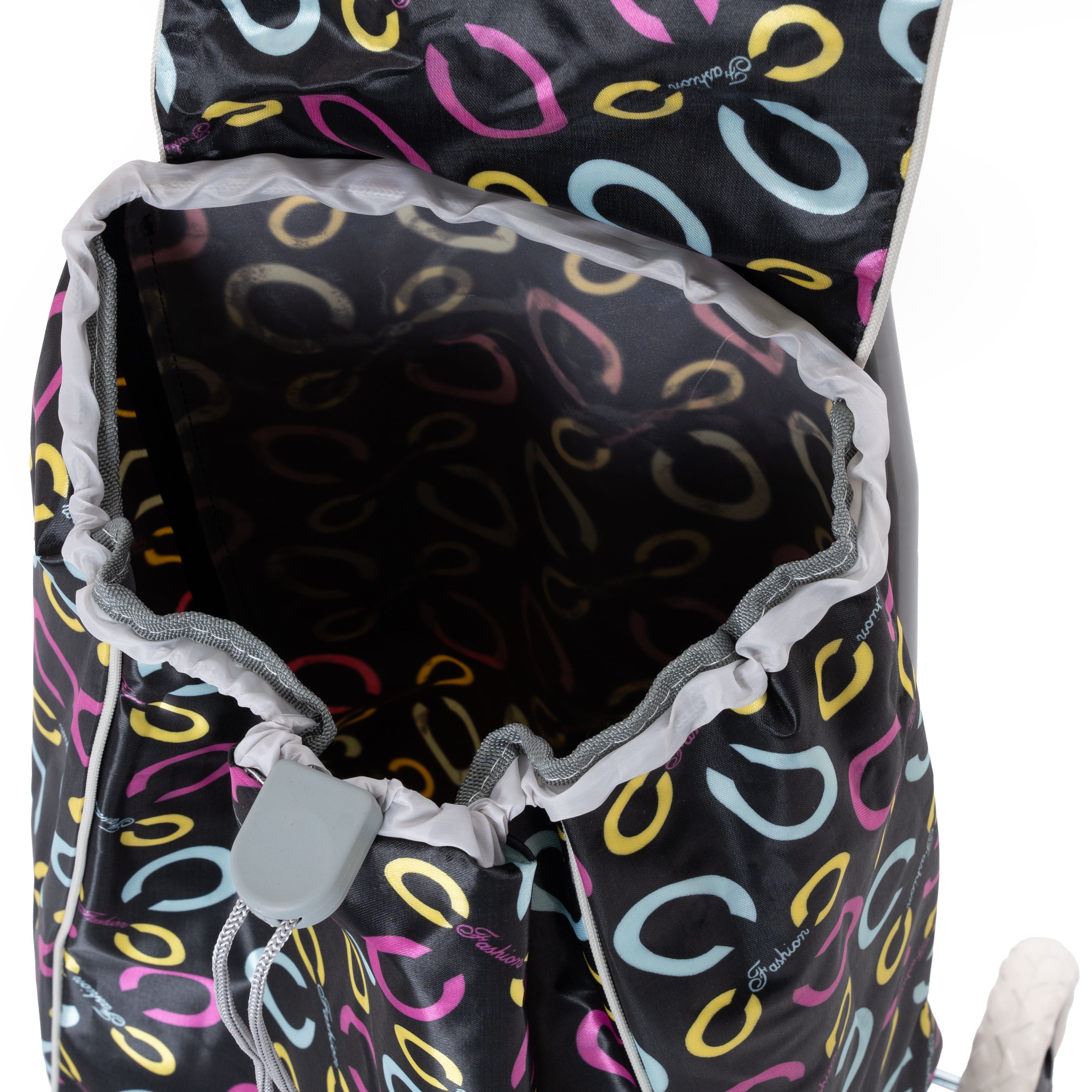 Тележка хозяйственная с сумкой до 30 кг 95x35x28 cм колеса 16 см черная Цветы