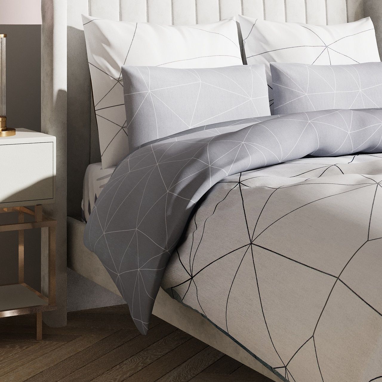 Белье постельное евро сатин Гармоника КГЕ Мальберри (50х70-2 70х70-2)