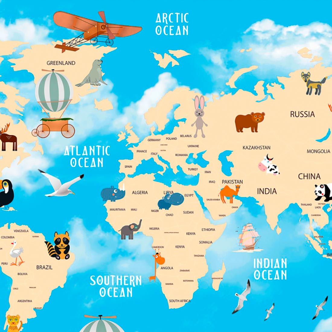 Фотообои бумажные Карта путешествий 328 294х204 см (9л)