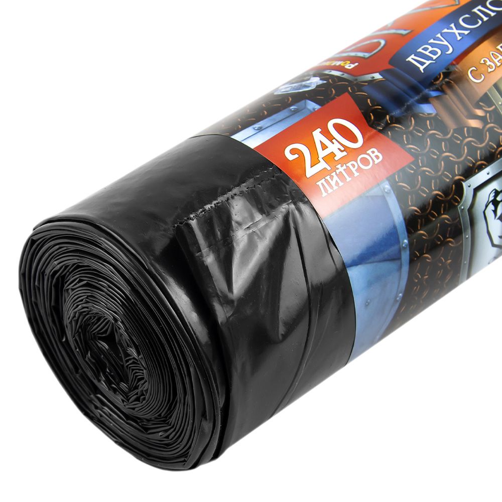 Мешки для мусора Броня с завязками 240 л 5 шт 60 мкм