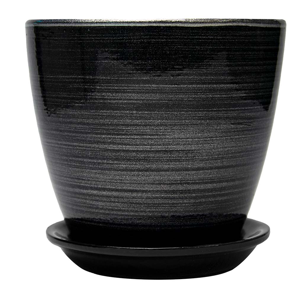 Горшок цветочный Бутон черн/серебро 18 см 3,2 л