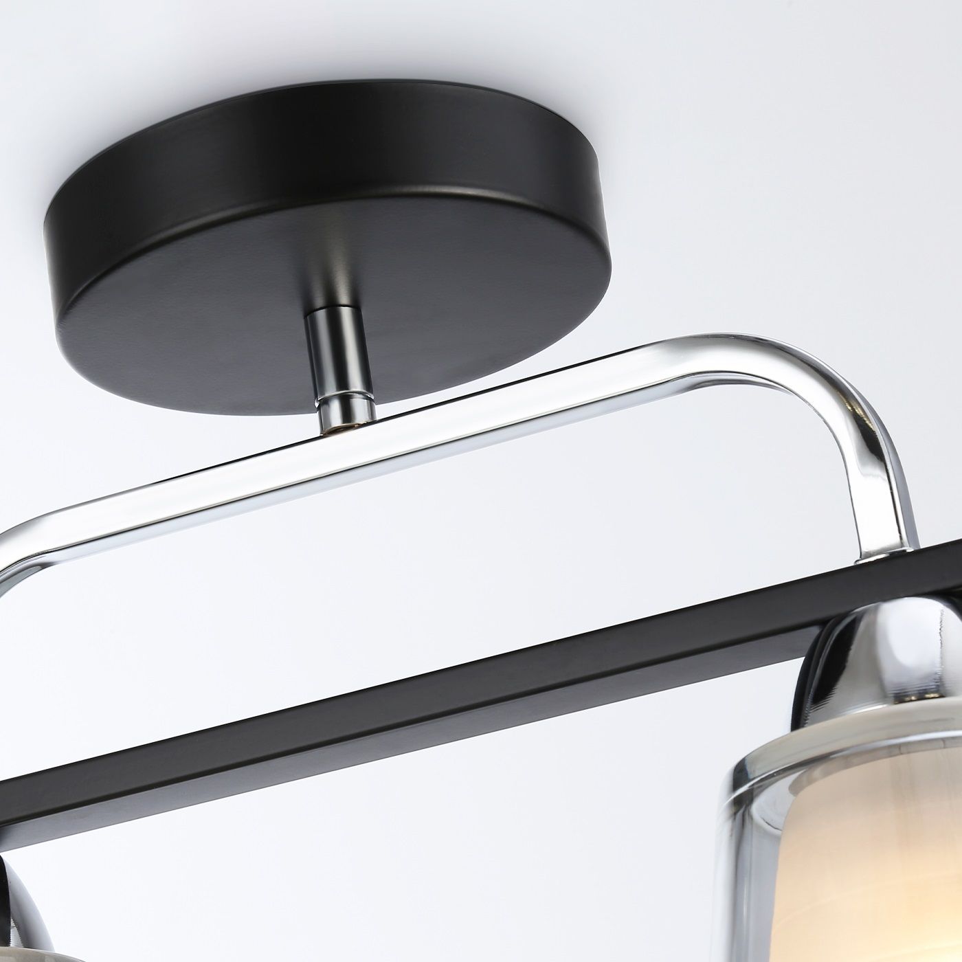 Люстра потолочная TR303231/2 BK/CH/SM/FR 2х60Вт Е27 34х12х25 см черный/хром/дымчатый/белый матовый