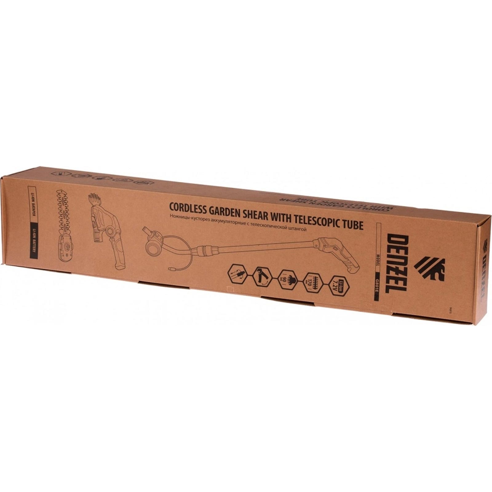 Ножницы-кусторез с телескопической штангой аккумуляторные G801E с акк. 7,2В Li-Ion 1,5 Ач// Denzel