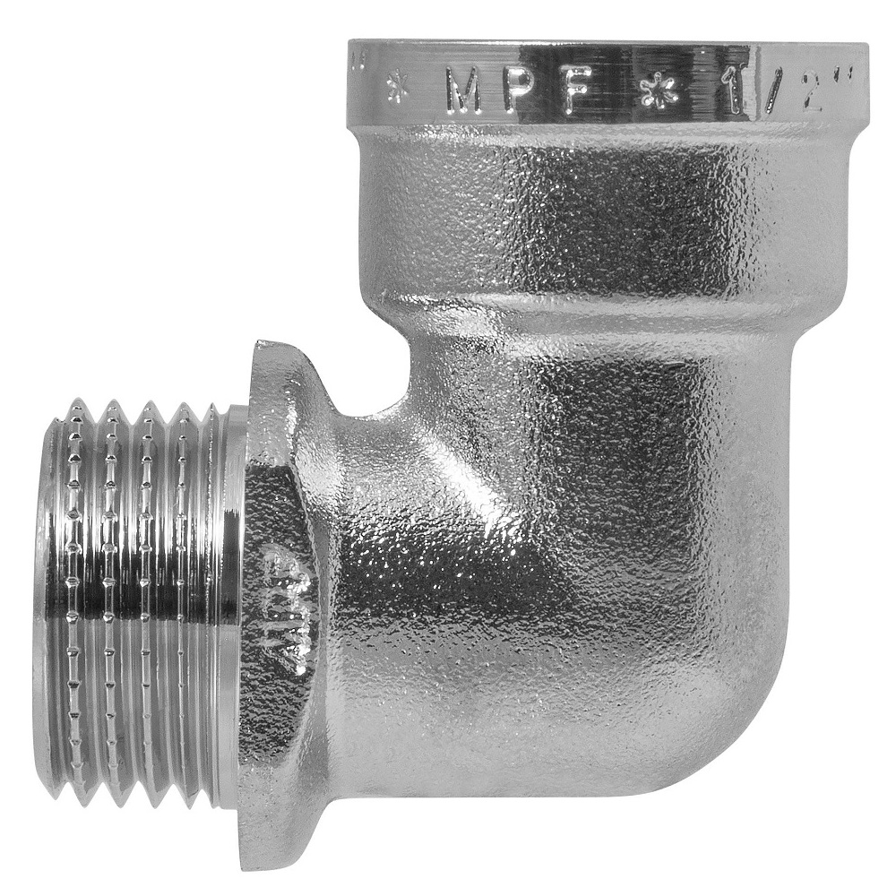 Угольник латунь никель 1/2" ВР/НР с ограничителем MPF MP-У ИС.072249
