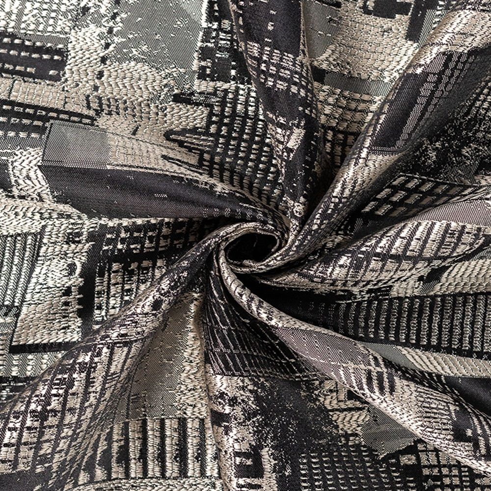 Штора портьерная жаккард Мегаполис 150х280 см черно-бежевый