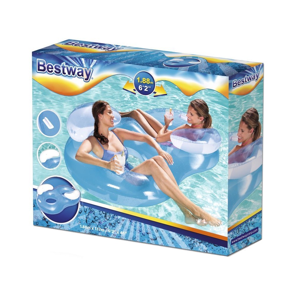 Круг для плавания для двоих 188х117 см до 180 кг Bestway Double Ring Float 43009