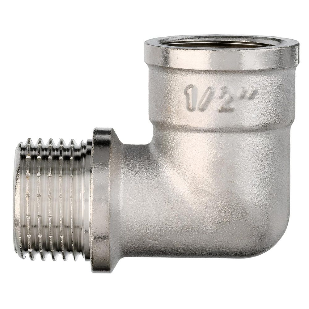 Угольник латунь никель 1/2" ВР/НР