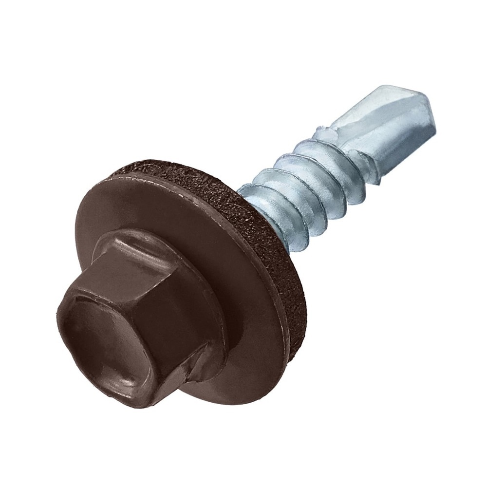 Саморез кровельный 4,8х35 мм темно-коричневый RAL 8017 10 шт