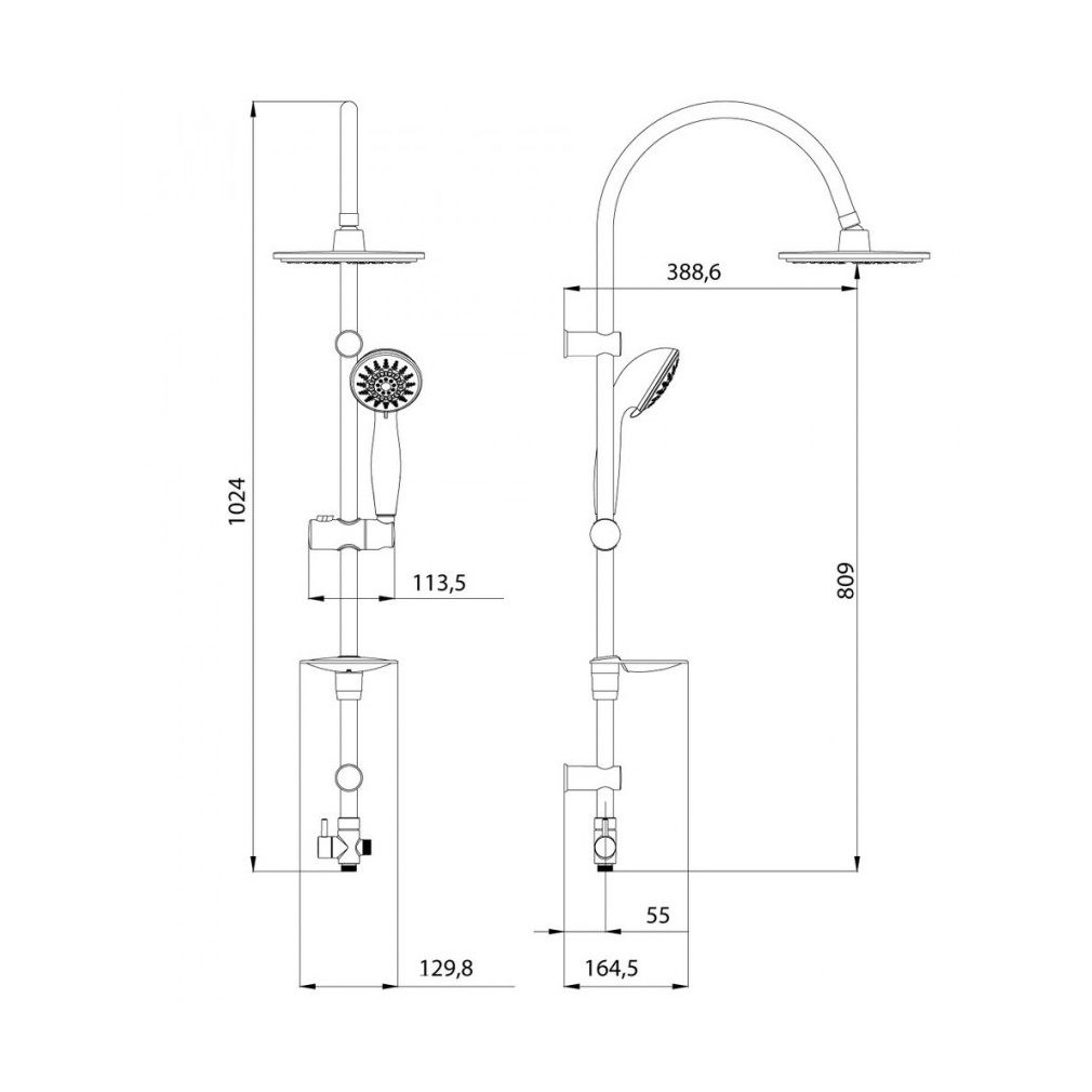Душевой гарнитур c верхней лейкой Lemark LM8801C