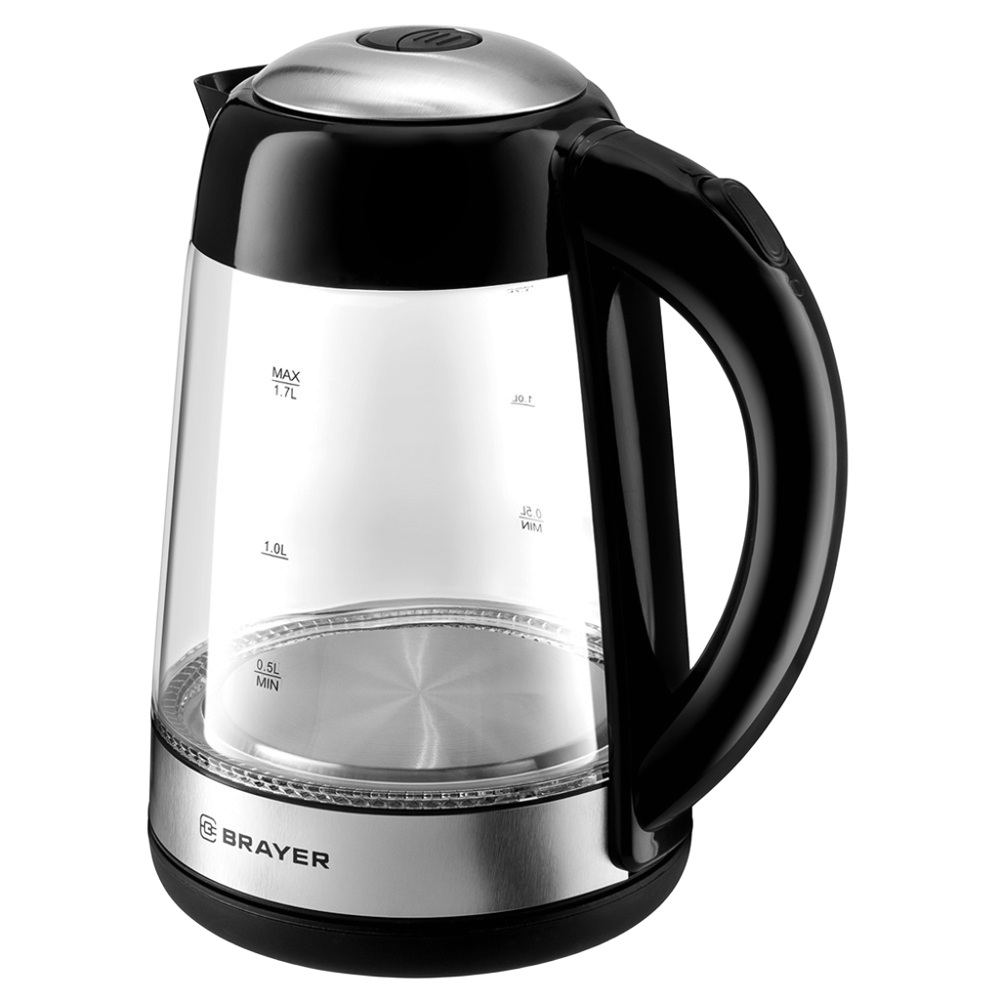 Чайник электрический Brayer 1012BR- BK 2200Вт 1,7 л стекло черный