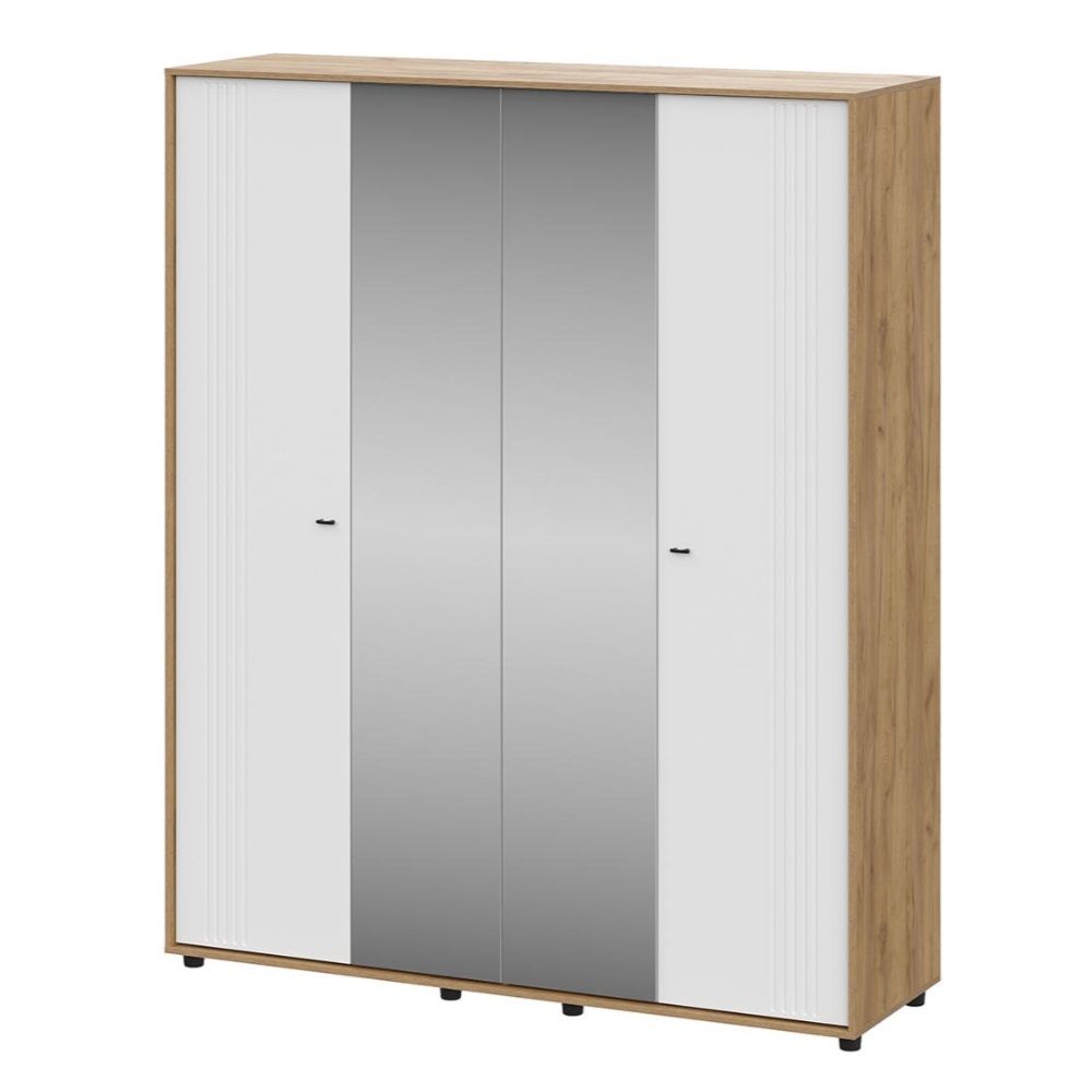 Шкаф четырехдверный Милан 1801х2200х561 мм дуб золотой/белый/белый матовый