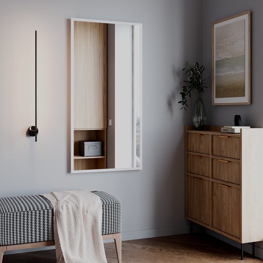 Зеркало Оспар Б720 600х1200 мм белое корпус из пластика