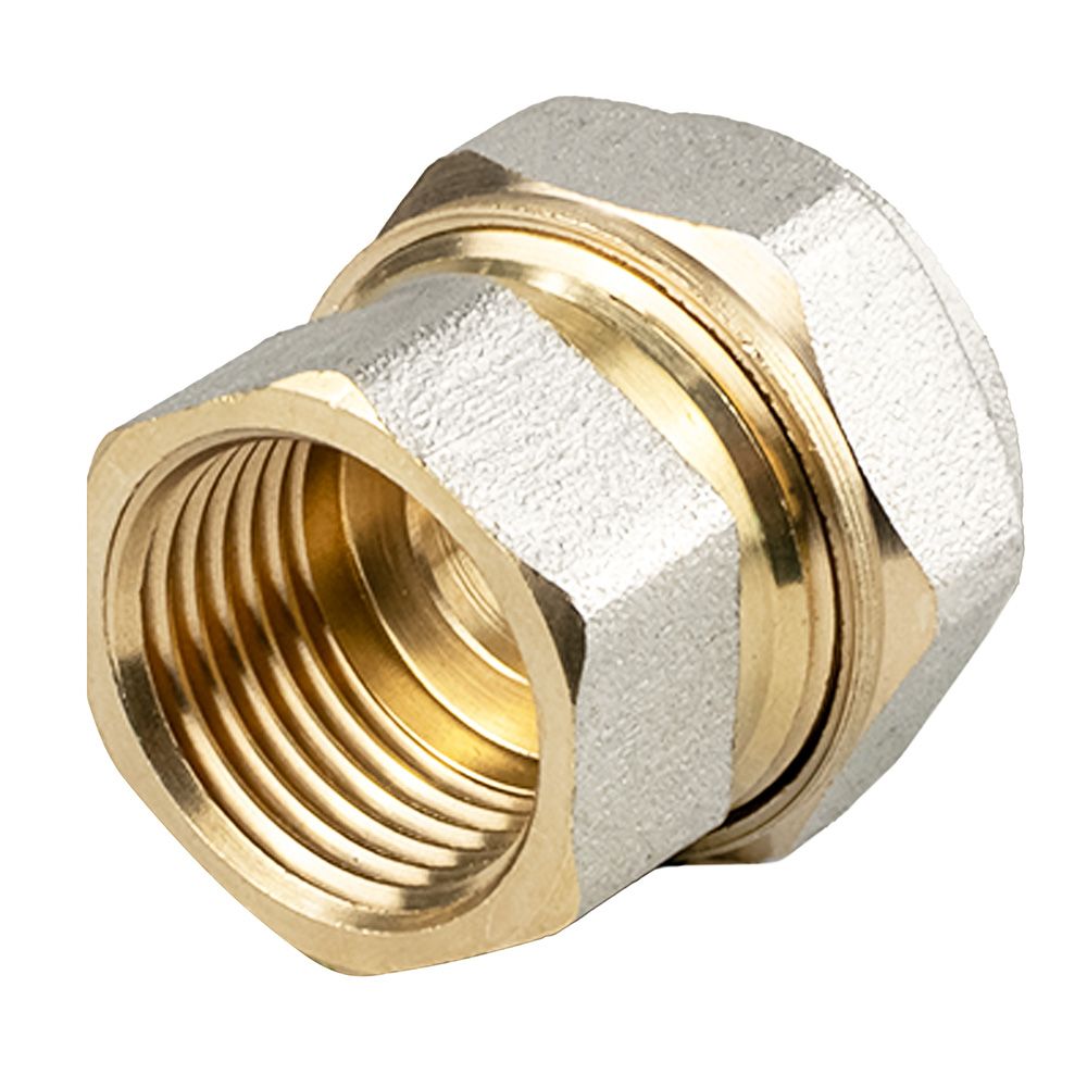 Муфта обжимная латунь никель 20 мм х 1/2" ВР