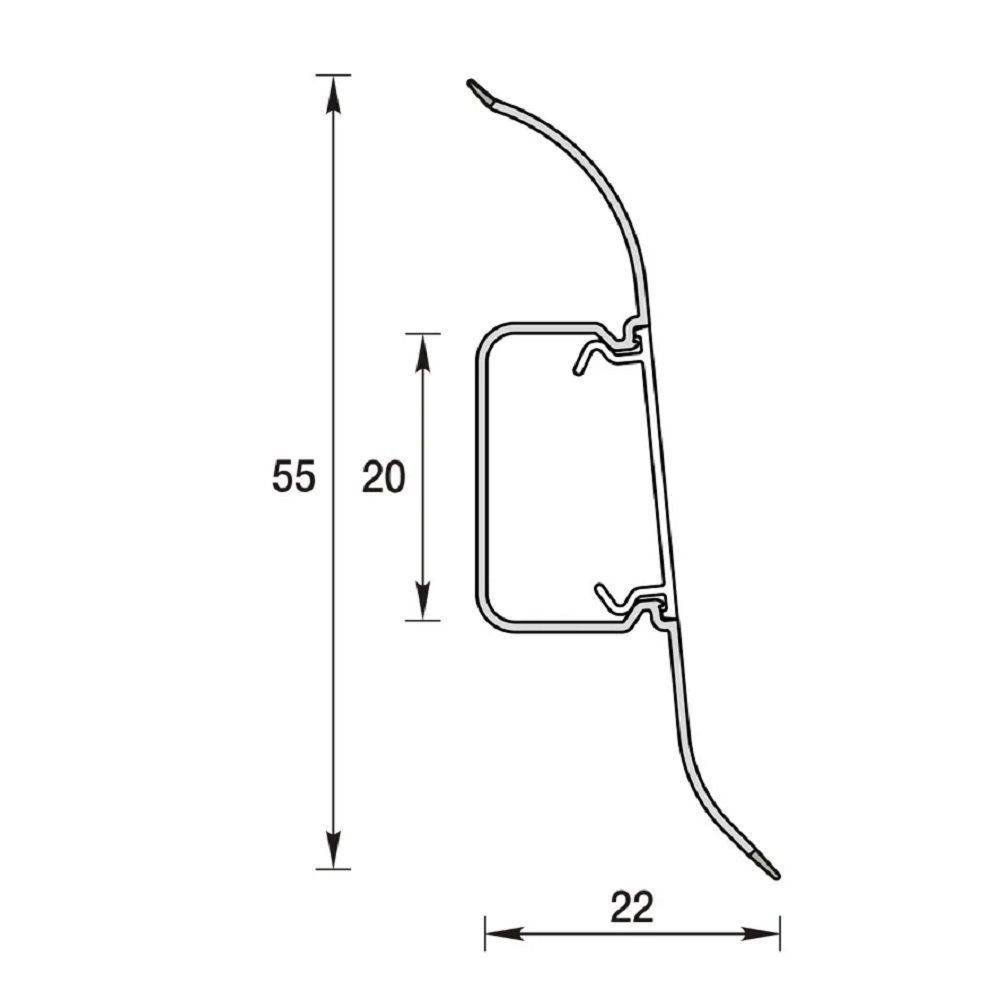 Плинтус напольный ПВХ 55 мм Ideal Ясень белый 2,5 м