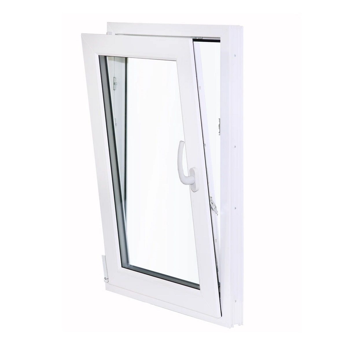 Окно ПВХ 700х1100 одностворчатое поворотно-откидное левое Ст-т 24 мм профиль Novoline 58 мм