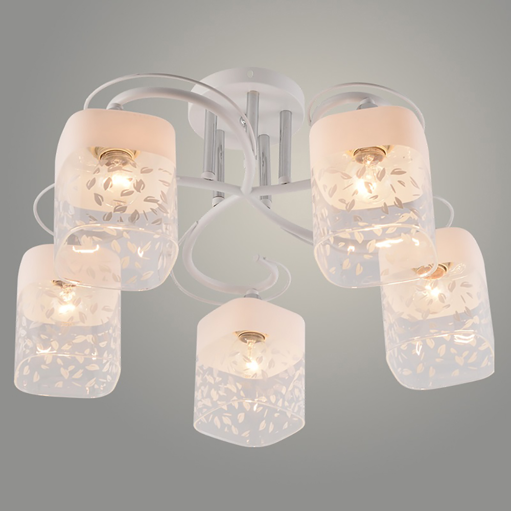 Люстра потолочная XA1520B/5 WH+CR белый/хром 5х60Вт E27 d500 h260, HN24