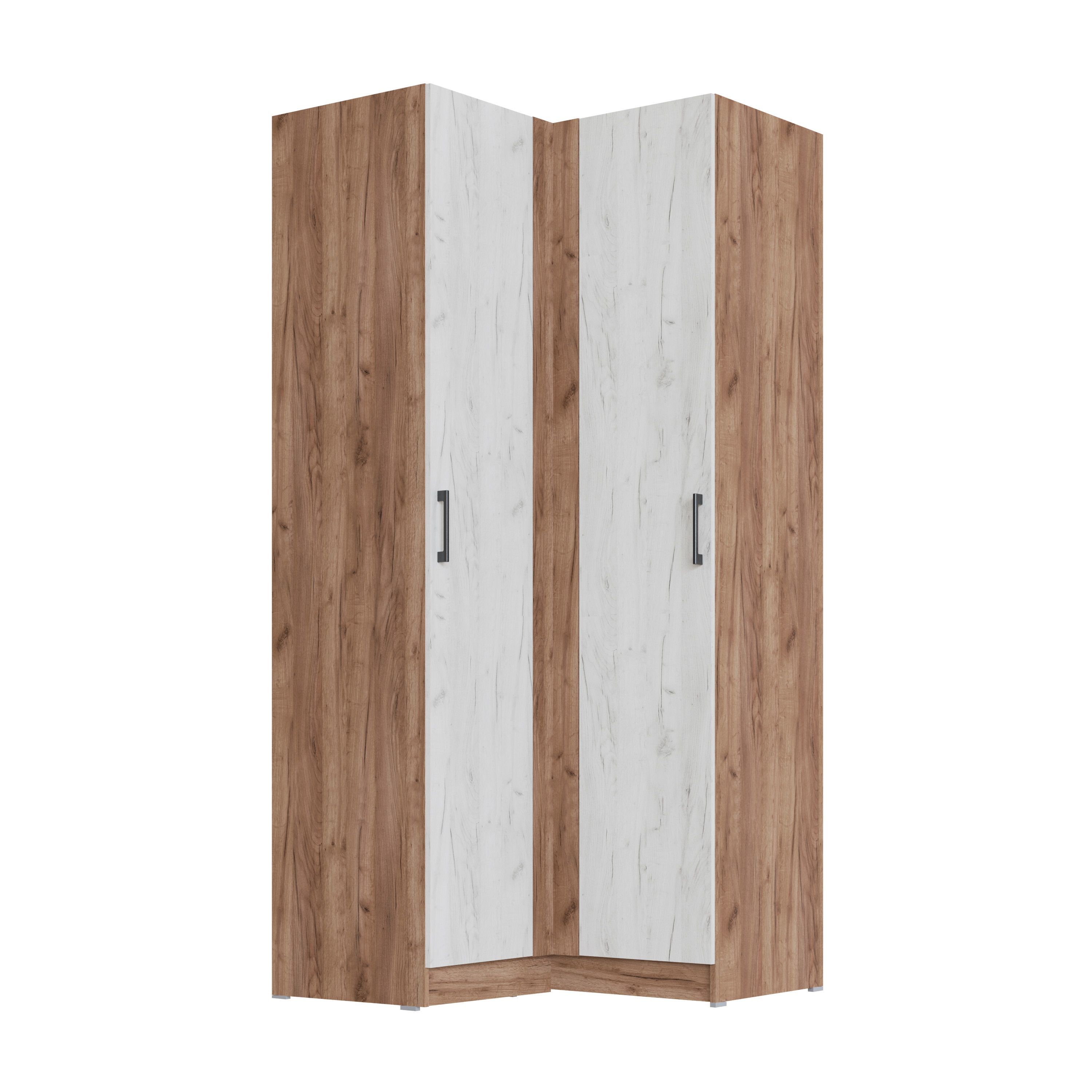 Шкаф угловой Вегас 1000х2200х1000 мм Дуб крафт табачный/Дуб крафт белый