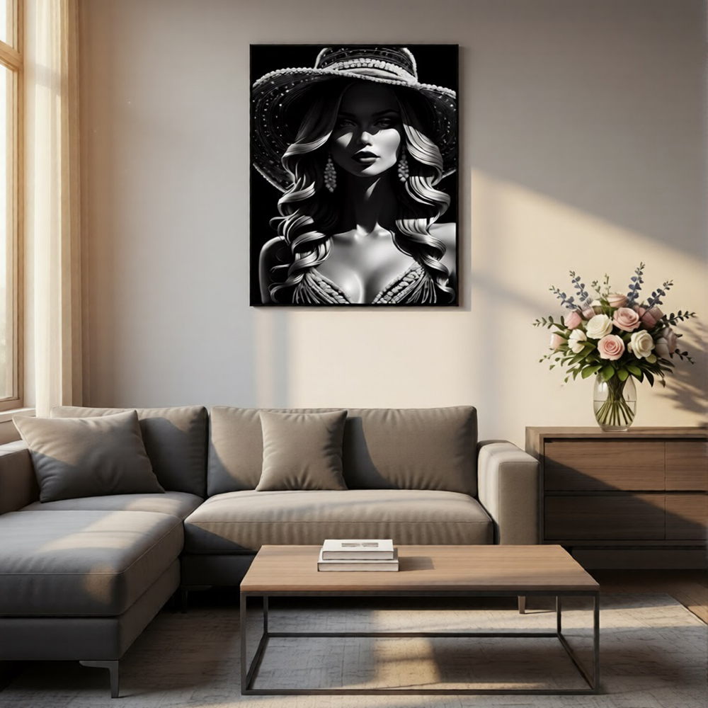 Картина интерьерная со смолой Девушка в шляпе 40х50 см 2025-0313