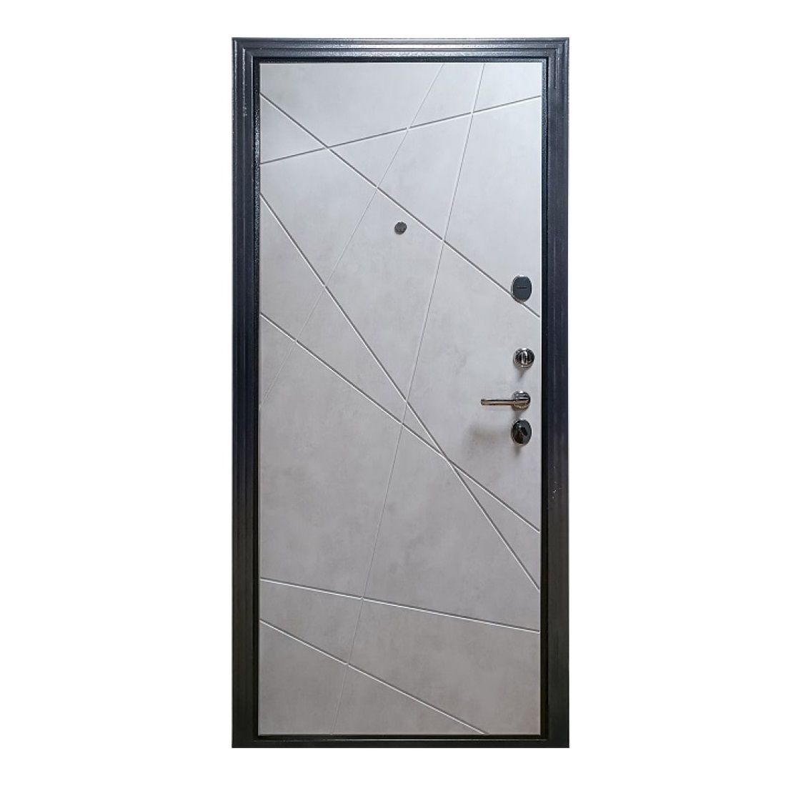 Дверь металл Паутинка антик серебро Бетон снежный 960х2050 мм R