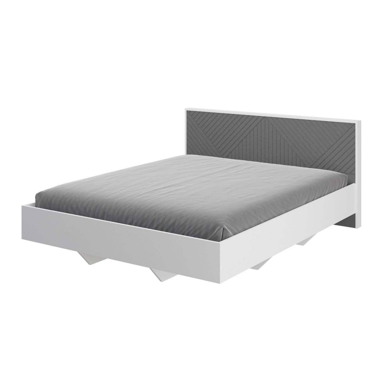 Кровать Копенгаген 1600х2000 мм парящая Серый графит/Белый с настилом