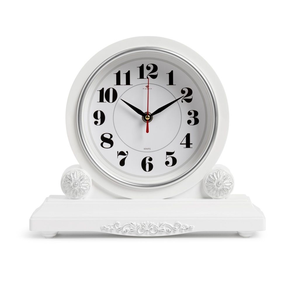 Часы настольные Классика 30х26 см белый с серебром