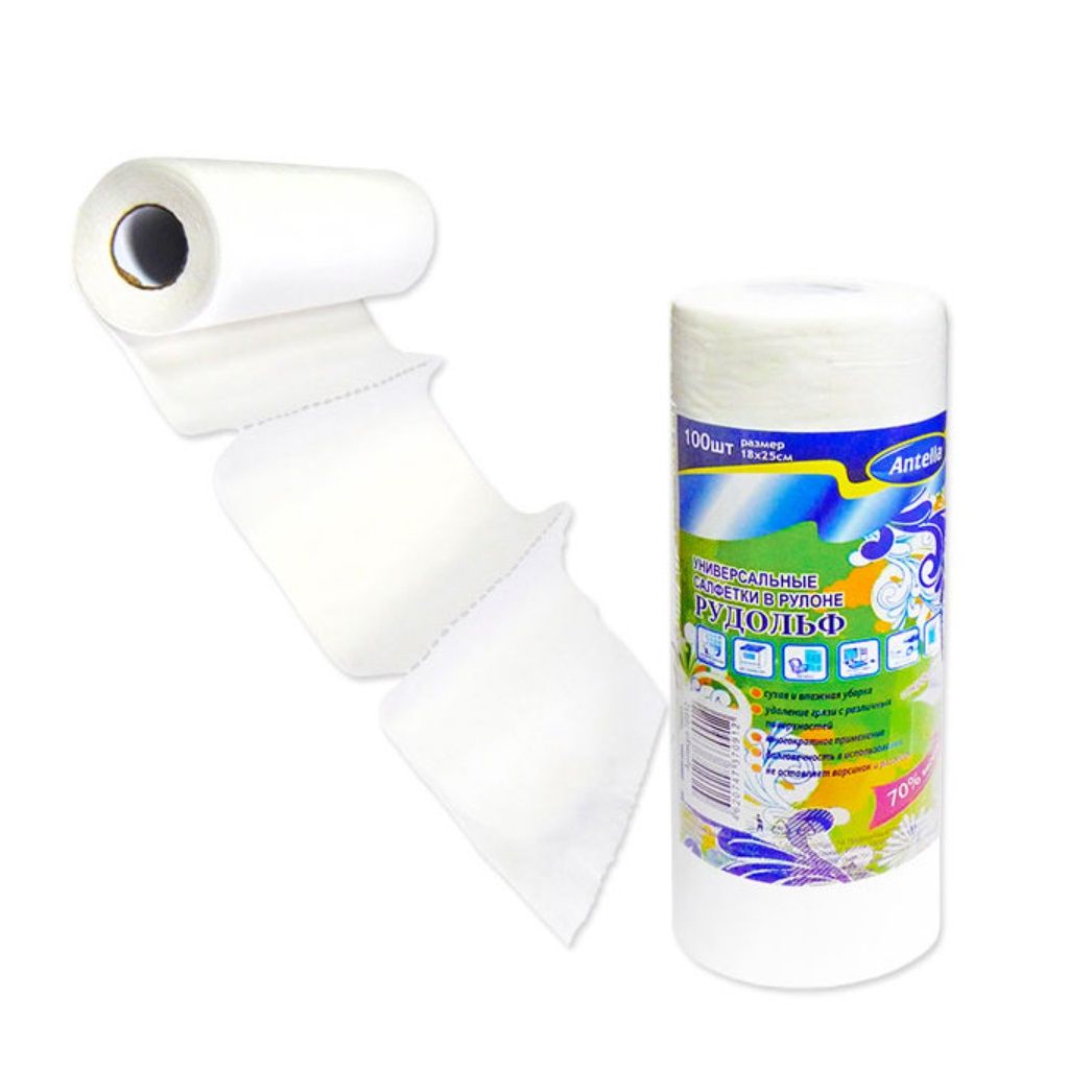 САЛФЕТКА УНИВЕР. вискозная 18*25см 100шт/рулон Рудольф