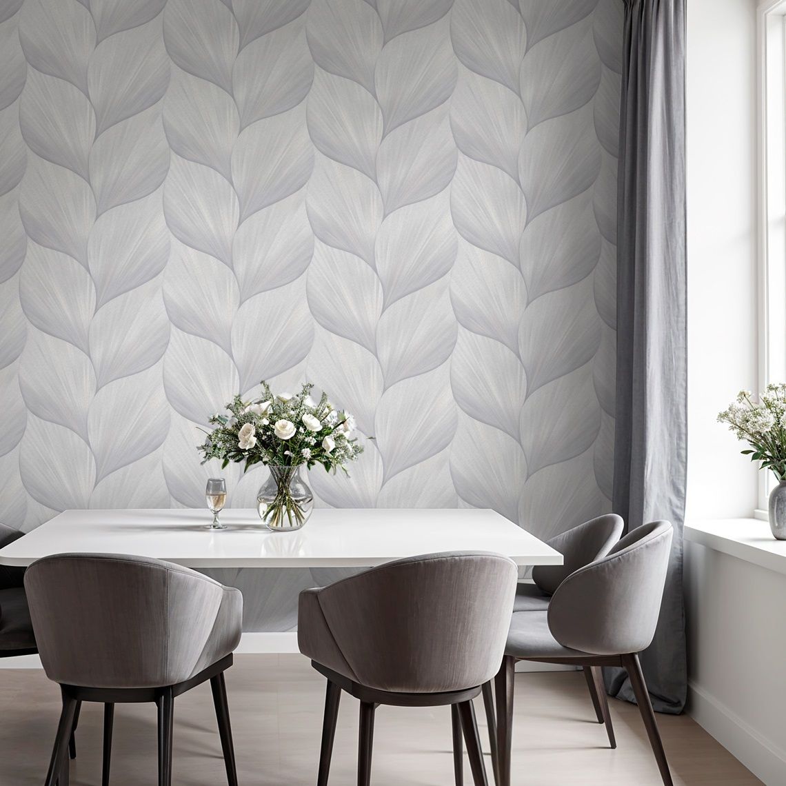 Обои Industry Montana 8945-27 серебристые листья 1,06х10,05 м