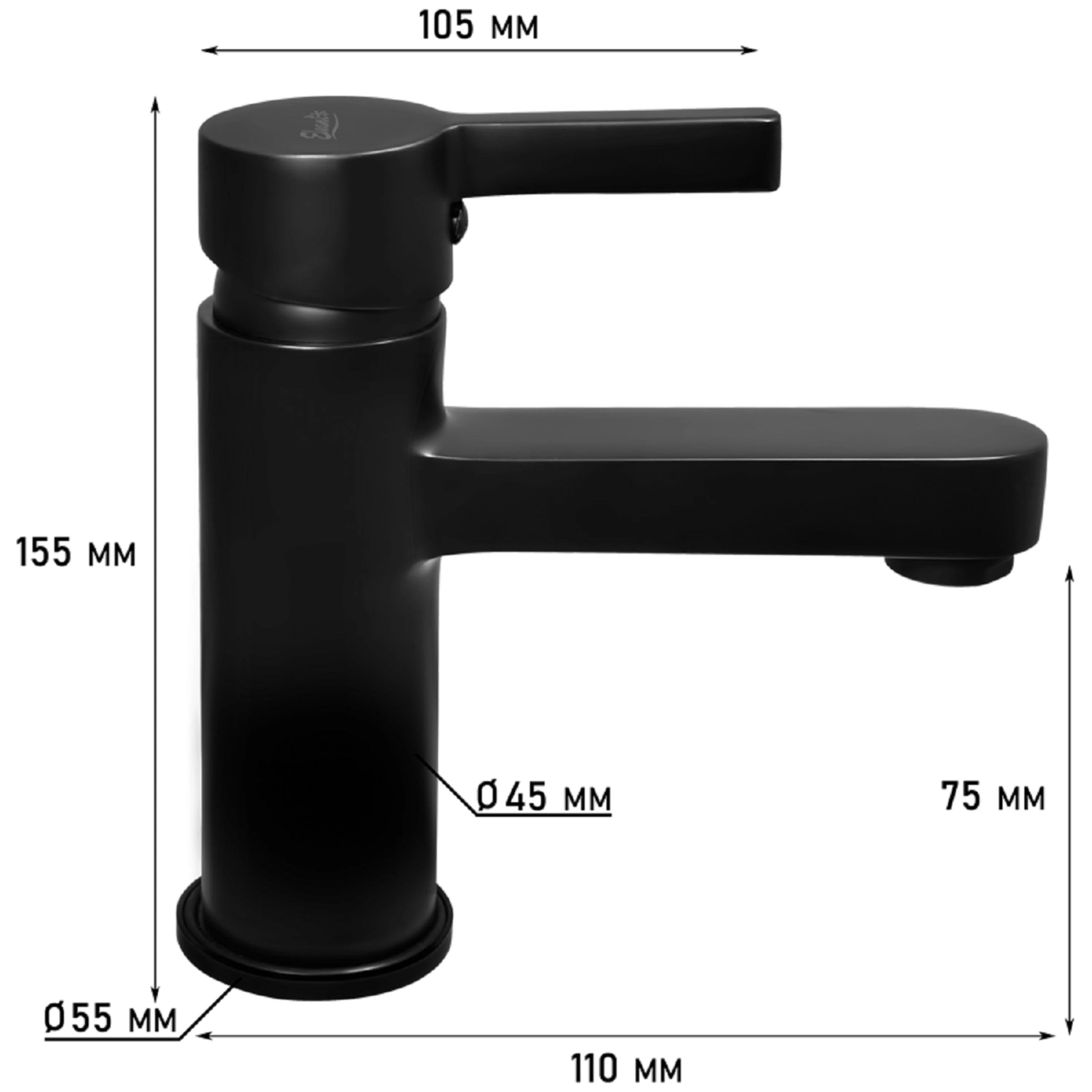 Смеситель для раковины Eleanti Вальс 0402.543 однорычажный черный