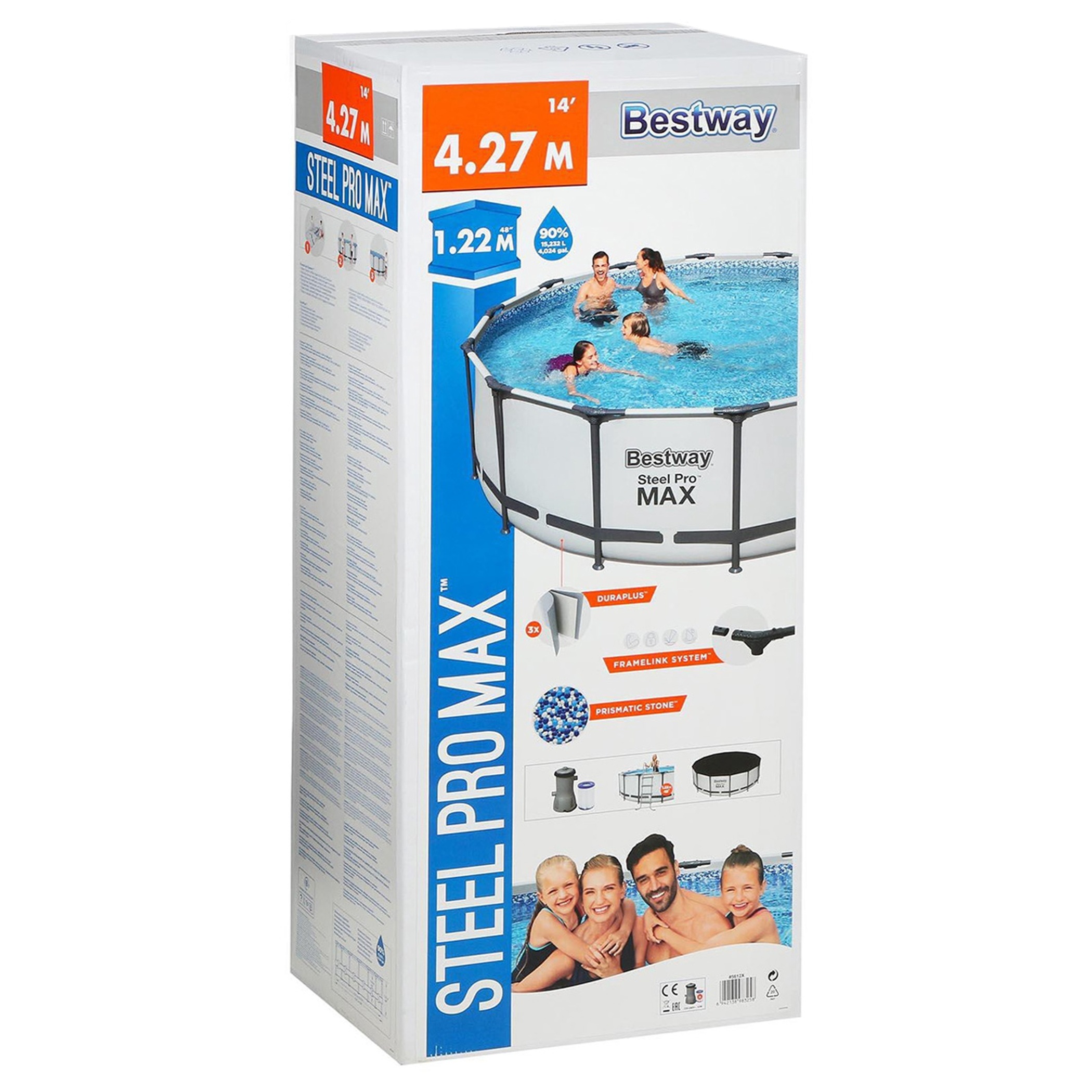 Бассейн каркасный круглый 427х122 см 15232 л Bestway Steel Pro Max 5612X (ф/насос, лестница, тент)