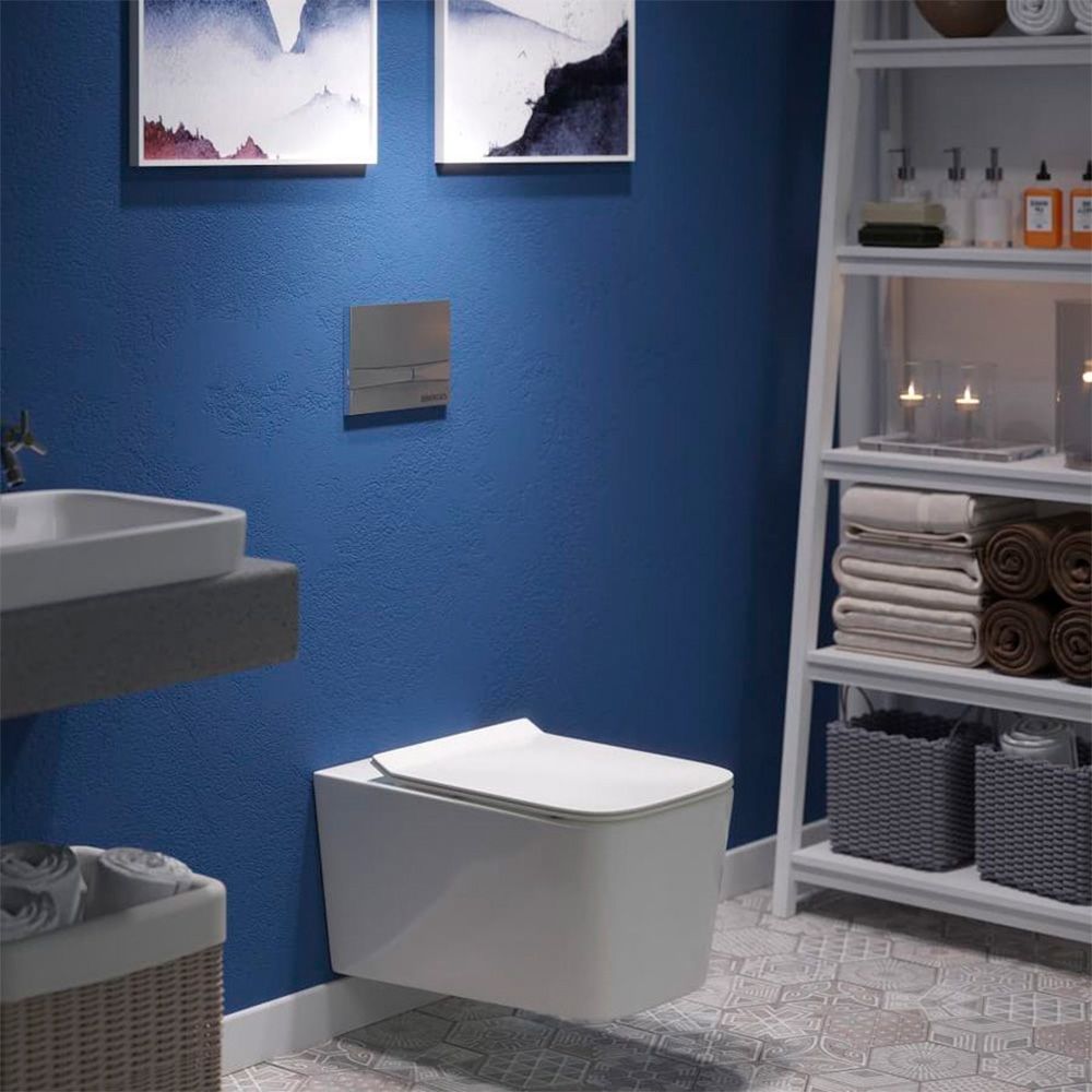 Унитаз подвесной Berges Floe Rimless 55 см сиденье дюропласт Toma Slim SO микролифт быстросъемное